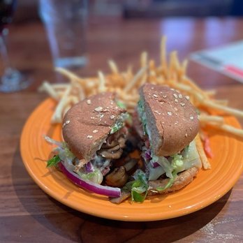 Barnabys Cafe - Mushroom Swiss Burger - American Near Me - Houston, Texas Barnabys Cafe - Mushroom Swiss Burger - American Near Me - Houston, Texas