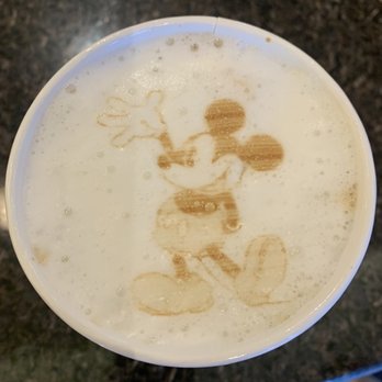 Contemporary Grounds - Mickey latte art. - Cafes Near Me - Lake Buena Vista, Florida