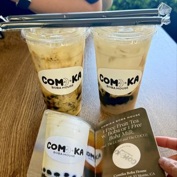 Comika Boba House - Oreo Boba Milk Tea and Taro Boba Milk Tea (both with oat) - Bubble Tea Near Me - El Monte, California