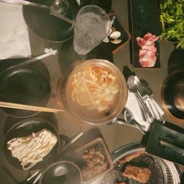 hotpot, noodles, meat and korean bbq hotpot, noodles, meat and korean bbq