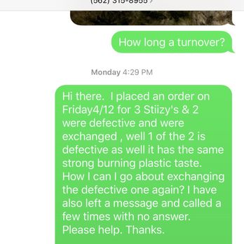 Good Tree - Text of me reaching out inquiring about my order. They never replied and i called them several times and left a message on their VM. - Cannabis Dispensaries Near Me