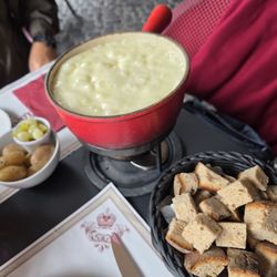 La Barca - Cheese Fondue Moitié-Moitié for 2 comes with bread cubes and boiled potatoes