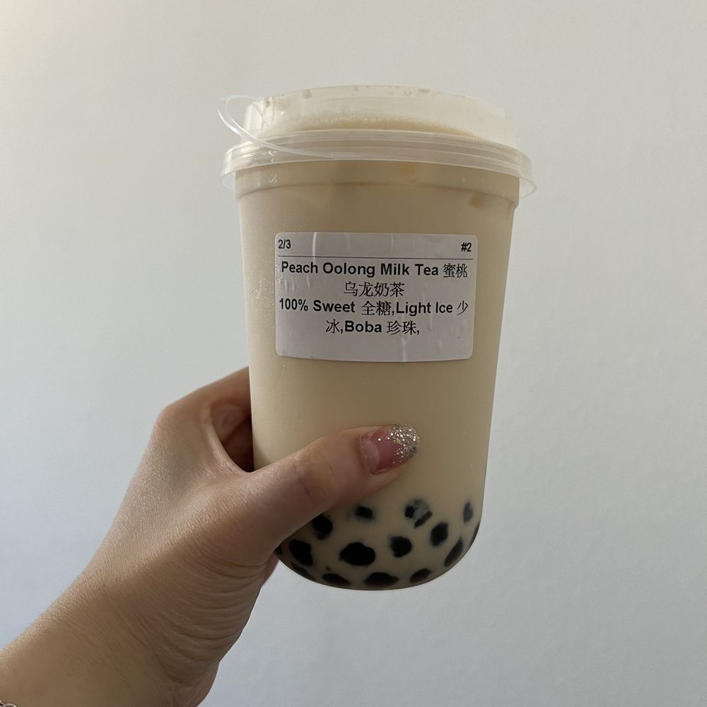 Tea O’clock - Peach Oolong Milk Tea with boba - Bubble Tea Near Me - San Leandro, California Tea O’clock - Peach Oolong Milk Tea with boba - Bubble Tea Near Me - San Leandro, California