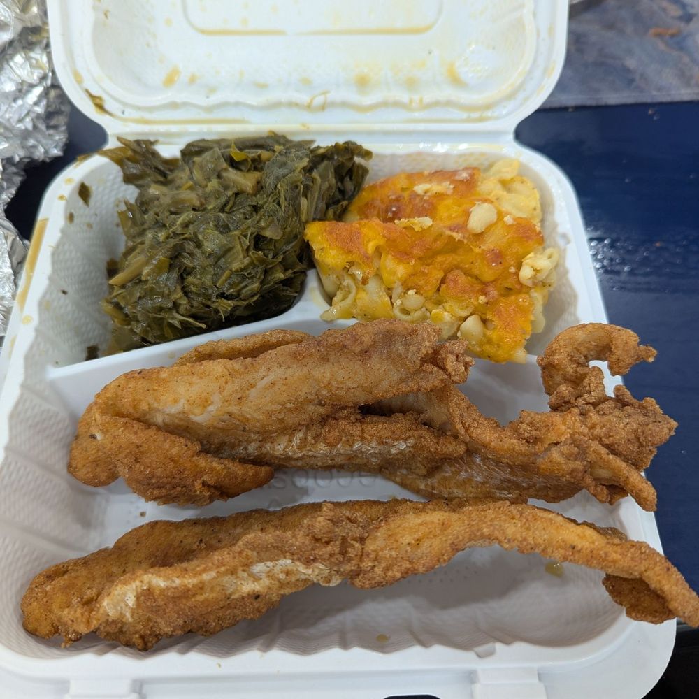 Saint's Paradise Cafeteria - 3 Whitings, mac and cheese, greens - Soul Food Near Me - Washington, DC, District of Columbia