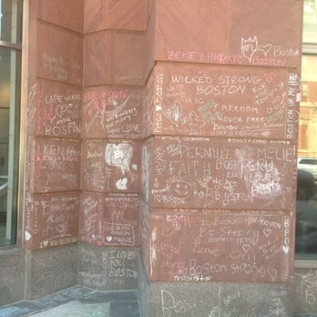 Nike Boston - Niketown was great in allowing graffiti on the front of their building after the attack at the Maratgon. Classy. - Shoe Stores Near Me - Boston, Massachusetts