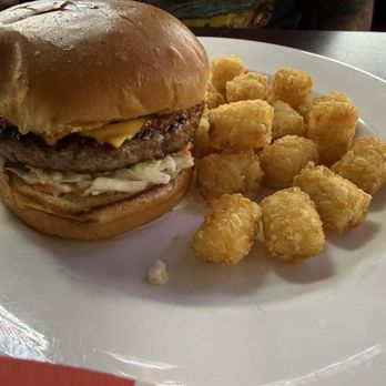 Rixster Grill - Carolina Burger with tots - American Near Me - High Point, North Carolina