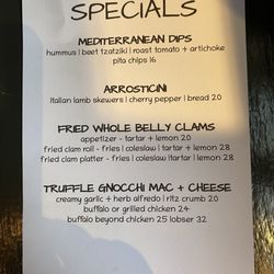 Porter Belly's Pub - Specials menu