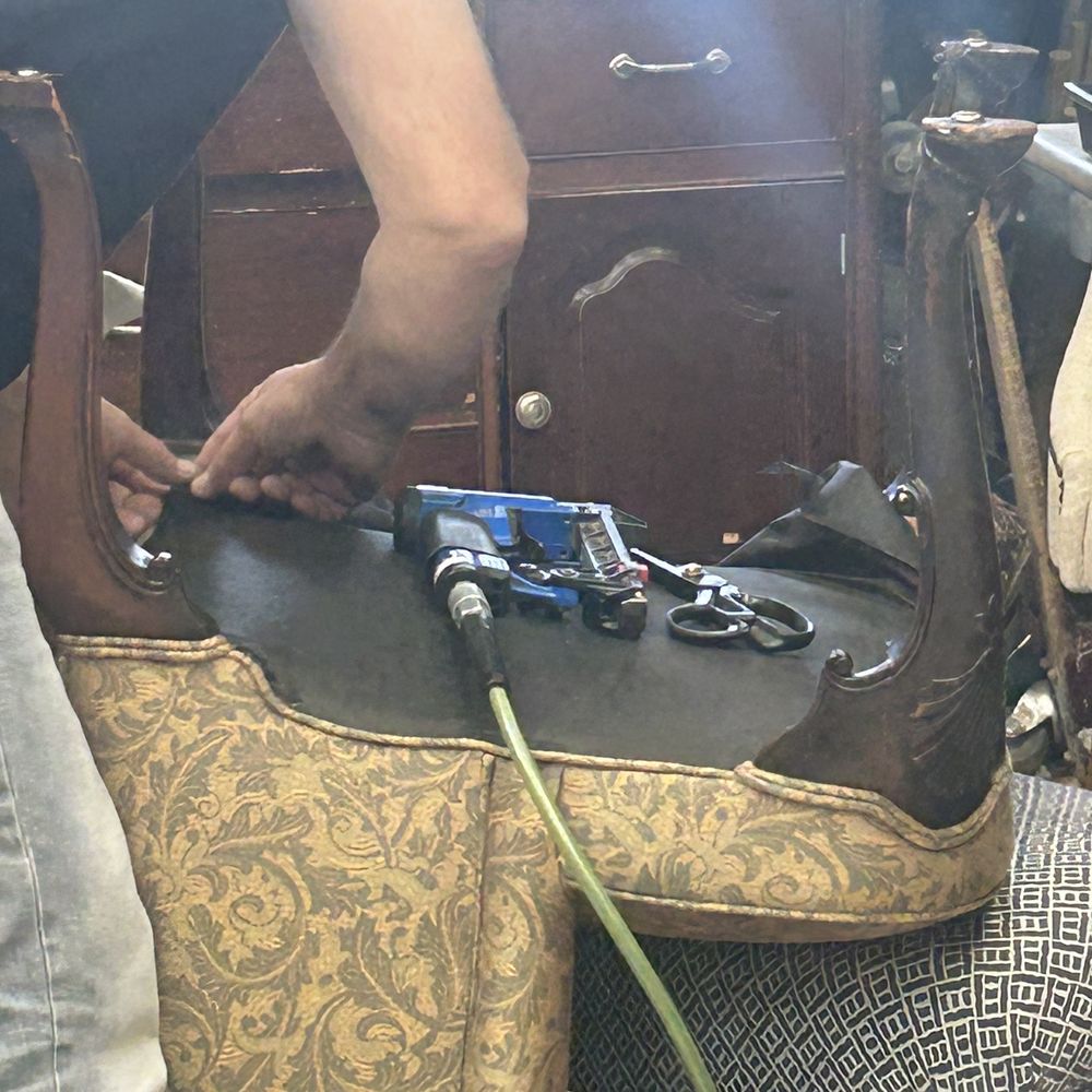 First Class Upholstery - Jeff fixing our chair - Furniture Reupholstery Near Me - Fort Lee, New Jersey