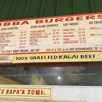 Bubba Burgers Poipu - Menu - Burgers Near Me - Koloa, Hawaii Bubba Burgers Poipu - Menu - Burgers Near Me - Koloa, Hawaii