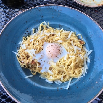 Volario's - Cappellini with a poached egg, shaved parmesan, and speck - Italian Near Me - Winter Park, Colorado Volario's - Cappellini with a poached egg, shaved parmesan, and speck - Italian Near Me - Winter Park, Colorado