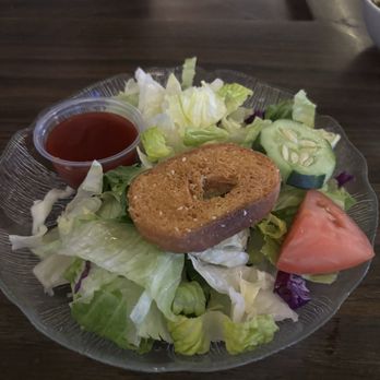 Golden Steer Steakhouse - Side Salad with a delicious large crouton. - Steakhouses Near Me - Forest Park, Illinois Golden Steer Steakhouse - Side Salad with a delicious large crouton. - Steakhouses Near Me - Forest Park, Illinois