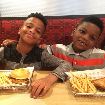 Smashburger - The boys enjoying their grilled cheese and cheeseburger. - Burgers Near Me - Glen Ridge, New Jersey