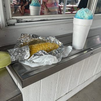 Tropic Express - Corn and blue coconut and cream snow cone - Burgers Near Me - San Antonio, Texas Tropic Express - Corn and blue coconut and cream snow cone - Burgers Near Me - San Antonio, Texas