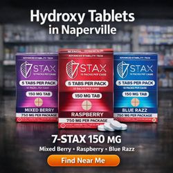 Hydroxy Tablets in Naperville - 7-STAX 150 MG. We carry 7-STAX 150 MG in Mixed Berry, Raspberry, and Blue Razz with a huge selection.