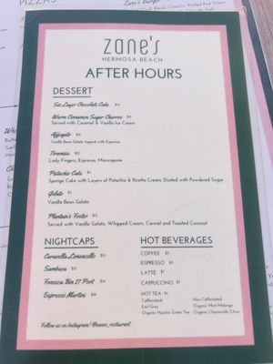 Menu photo 3 Zane's Hermosa Beach, CA