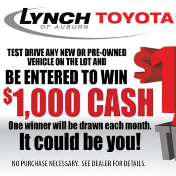 Lynch Toyota - Auburn - Test Drive Today and enter to win $1000.00! - Car Dealers Near Me - Auburn, Alabama Lynch Toyota - Auburn - Test Drive Today and enter to win $1000.00! - Car Dealers Near Me - Auburn, Alabama