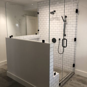 Legendary Glass - 3-Sided Frameless Enclosure with Matte Black Hardware - Glass & Mirrors Near Me Legendary Glass - 3-Sided Frameless Enclosure with Matte Black Hardware - Glass & Mirrors Near Me