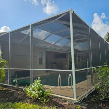 Screen Angel - Refurbished a 1990s cage, looks like new and saves THOUSANDS! The neighbors will never know - Patio Coverings Near Me - Lehigh Acres, Florida Screen Angel - Refurbished a 1990s cage, looks like new and saves THOUSANDS! The neighbors will never know - Patio Coverings Near Me - Lehigh Acres, Florida