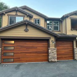 Gil's Garage Door & Gate Services - CHI Cedar plank with obscure windows on the left