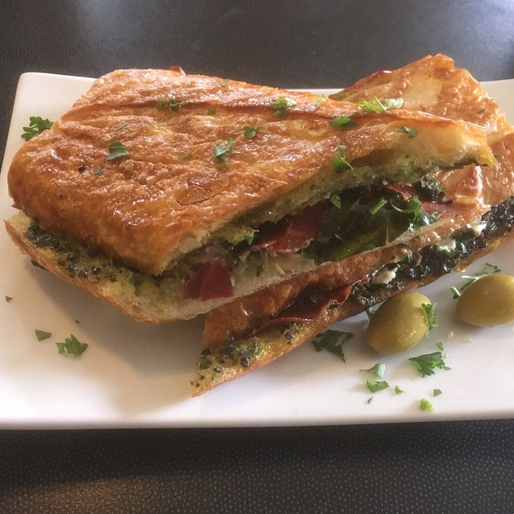 Black Salt Cafe - a grilled sandwich with olives - Cafes Near Me - Crawford Bay, British Columbia