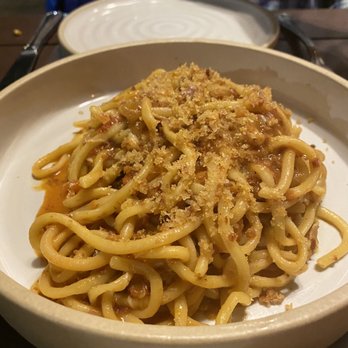 Vendemmia - Bucatini with crab - New American Near Me - Seattle, Washington Vendemmia - Bucatini with crab - New American Near Me - Seattle, Washington