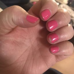 Chipped nail the day after my service :( Chipped nail the day after my service :(