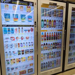 Walgreens - So cool! The pictures represent the beverage on the other side of this fridge wall