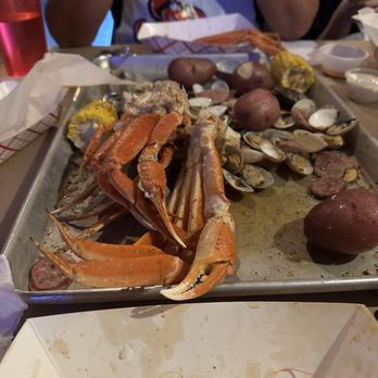 Crazy Crab - Seafood boil - M13. Snow Crab Legs, S6. Sausage, S1. Corn on the Cob, S2. Potatoes, M4. Clams - Cajun/Creole Near Me - Fairfax, Virginia Crazy Crab - Seafood boil - M13. Snow Crab Legs, S6. Sausage, S1. Corn on the Cob, S2. Potatoes, M4. Clams - Cajun/Creole Near Me - Fairfax, Virginia