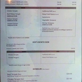 Tang's Sushi - One page of the large menu lists "Bento Box," which I rarely resist when I visit a quality Japanese restaurant. - Sushi Bars Near Me - Roseville, California
