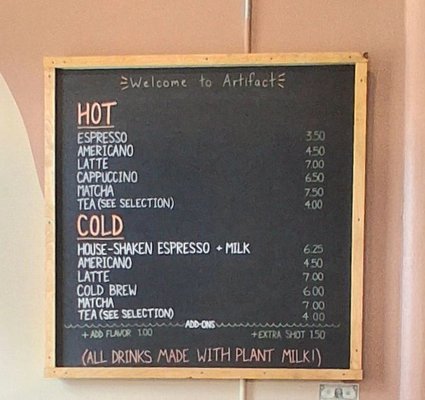 Menu photo 1 Artifact Coffee & Goods Kansas City, MO Menu photo 1 Artifact Coffee & Goods Kansas City, MO