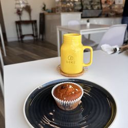 Soko Bakery Cafe - Gluten-free blueberry muffin Hazelnut latte