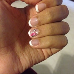 French gel nails with flower design done by Johnny! They're gorgeous:) French gel nails with flower design done by Johnny! They're gorgeous:)