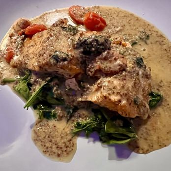 94 Trattoria Italiana - SALMONE ALLA MOSTARDA (They graciously switched out broccoli for spinach) It was heavenly! - Italian Near Me - Debary, Florida 94 Trattoria Italiana - SALMONE ALLA MOSTARDA (They graciously switched out broccoli for spinach) It was heavenly! - Italian Near Me - Debary, Florida