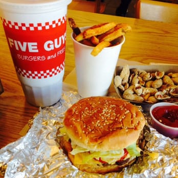Five Guys - Drink, cajun fries, peanuts, and single patty burger. Good and tasty! - Burgers Near Me - North Las Vegas, Nevada Five Guys - Drink, cajun fries, peanuts, and single patty burger. Good and tasty! - Burgers Near Me - North Las Vegas, Nevada