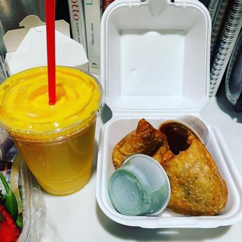 Tandoori Palace - Mango Lassi and 2 Piece Vegetable Samosas - Indian Near Me - Encinitas, California Tandoori Palace - Mango Lassi and 2 Piece Vegetable Samosas - Indian Near Me - Encinitas, California