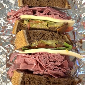 Emil's Lounge - Corned Beef Sandwich on Marble Rye with lettuce, tomato, provolone cheese. - New American Near Me - Rankin, Pennsylvania