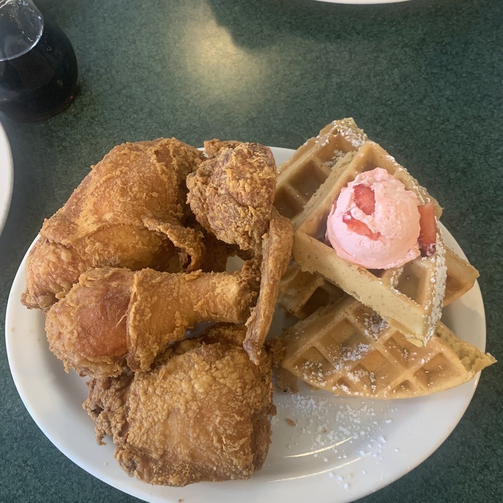 Metro Diner - Fried Chicken & Waffle with Strawberry butter - Diners Near Me - Aiken, South Carolina Metro Diner - Fried Chicken & Waffle with Strawberry butter - Diners Near Me - Aiken, South Carolina