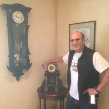 Canyon Mobile Clock Services - Barry in Moraga with two of his many beautiful clocks. - Clock Repair Near Me - Canyon, California Canyon Mobile Clock Services - Barry in Moraga with two of his many beautiful clocks. - Clock Repair Near Me - Canyon, California