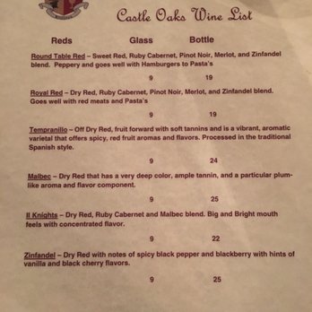 Castle Oaks Vineyard & Winery - Red wine list - Wine Tasting Room Near Me - Athens, Texas