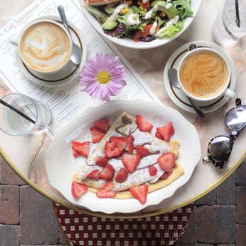 Cafe Intermezzo - Nutella strawberry crepes and salmon salad - Coffee & Tea Near Me - Dunwoody, Georgia