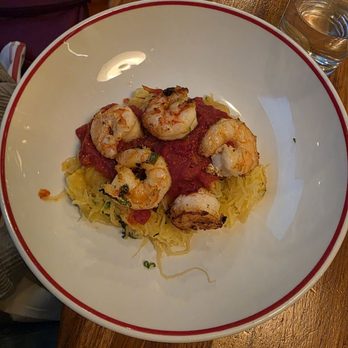 MoCo's Founding Farmers - Spaghetti squash marinara with sauteed shrimp - New American Near Me - Potomac, Maryland MoCo's Founding Farmers - Spaghetti squash marinara with sauteed shrimp - New American Near Me - Potomac, Maryland