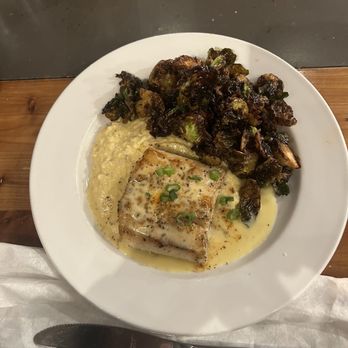 ForkLift Restaurant - Mahi mahi, grits, Brussel sprouts - Southern Near Me - Tupelo, Mississippi