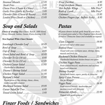 J King Neptunes - Menu - starters - Dive Bars Near Me - Sunset Beach, California