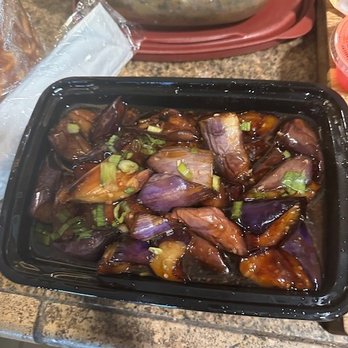 Chef Sun's Noodle & Dumpling - average small garlic eggplant container$12.99. NO garlic flavor, just sugar - Chinese Near Me - Plano, Texas Chef Sun's Noodle & Dumpling - average small garlic eggplant container$12.99. NO garlic flavor, just sugar - Chinese Near Me - Plano, Texas