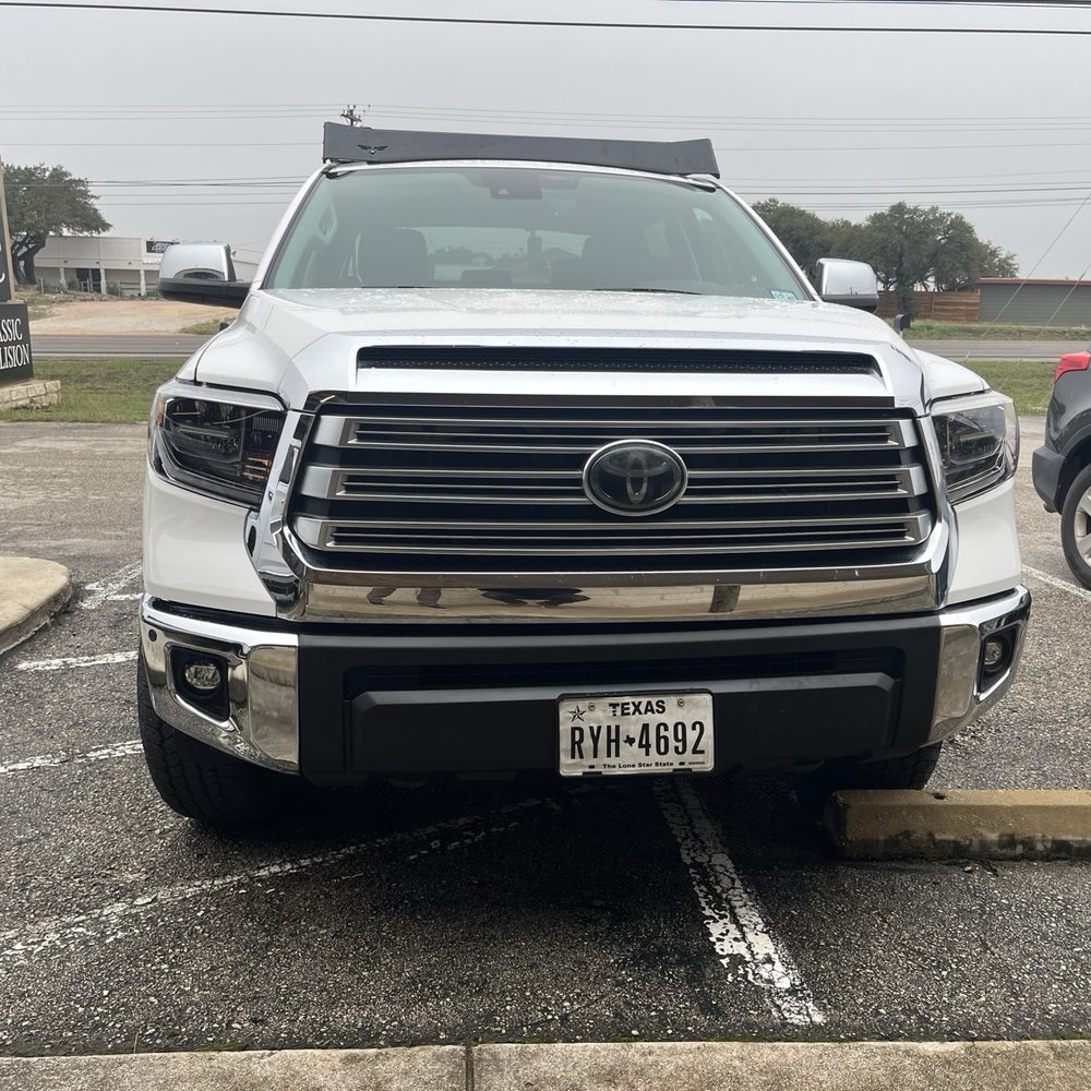 Classic Collision - Bumper sagging on passenger side Shouldn't they check specs? - Auto Repair Near Me - Dripping Springs, Texas Classic Collision - Bumper sagging on passenger side Shouldn't they check specs? - Auto Repair Near Me - Dripping Springs, Texas