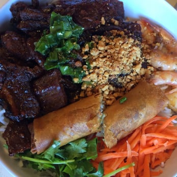 Rice Noodle - #54 charbroiled pork over vermicelli noodles with shrimp and egg roll - Vietnamese Near Me - Sacramento, California