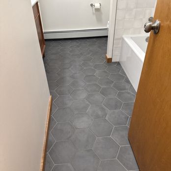 Blue Stripe Tiling - Hex flooring - Tiling Near Me - Gasport, New York Blue Stripe Tiling - Hex flooring - Tiling Near Me - Gasport, New York