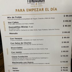 La Fundacion - Menú