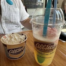 Brownie sundae and mtn dew floats with watermelon sorbet Brownie sundae and mtn dew floats with watermelon sorbet