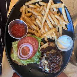Wagyu smash burger and seasoned fries. Wagyu smash burger and seasoned fries.